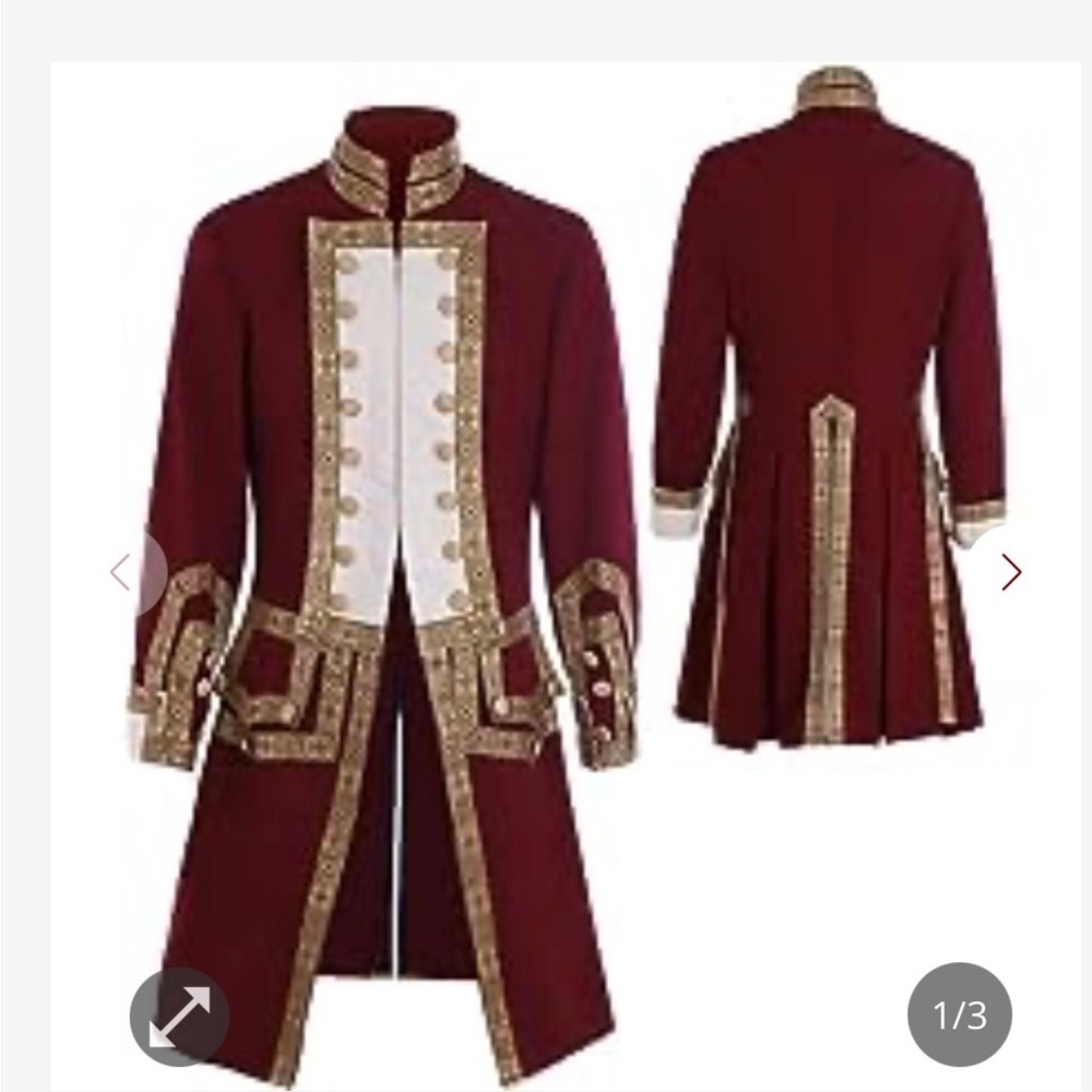 CosplayDiy 18th Century Colonial Military Uniform Tailcoat Victorian Men's XL